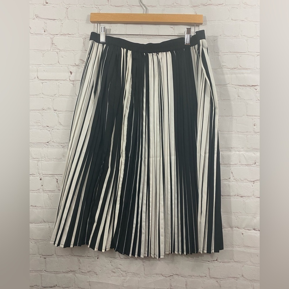 Anthony Richards Womens Plus Size 14 Black & White Pleaded Midi Broom Skirt - Picture 2 of 4